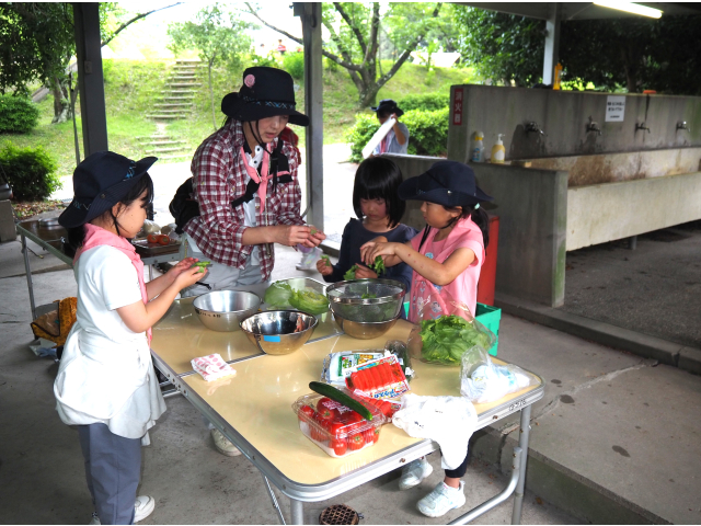 夕食つくりﾌﾞﾗｳﾆｰはサラダを担当