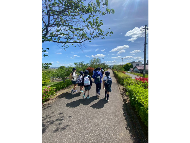 青空の下、明治用水の沿道を知立文化広場まで歩きました。